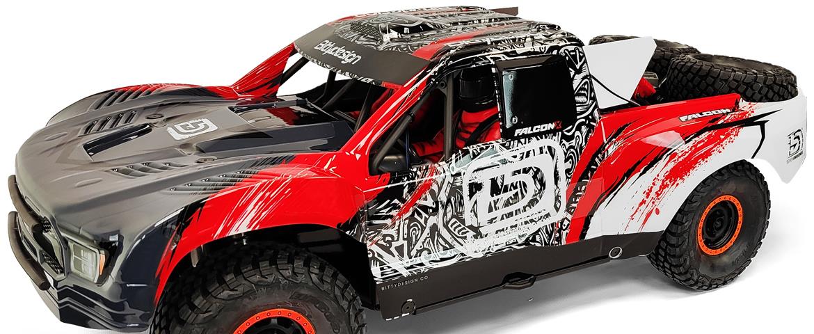 Bittydesign FALCON-X 1/7 lackierte Karosserie for ARRMA Mojave 6S BLX, ausgeschnitten, 1.5mm - Rot SC7-FLCX-PPR