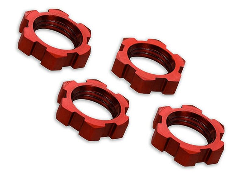 Traxxas Radmuttern, splined, 17mm, serrated (rot-eloxiert) (4) 7758R