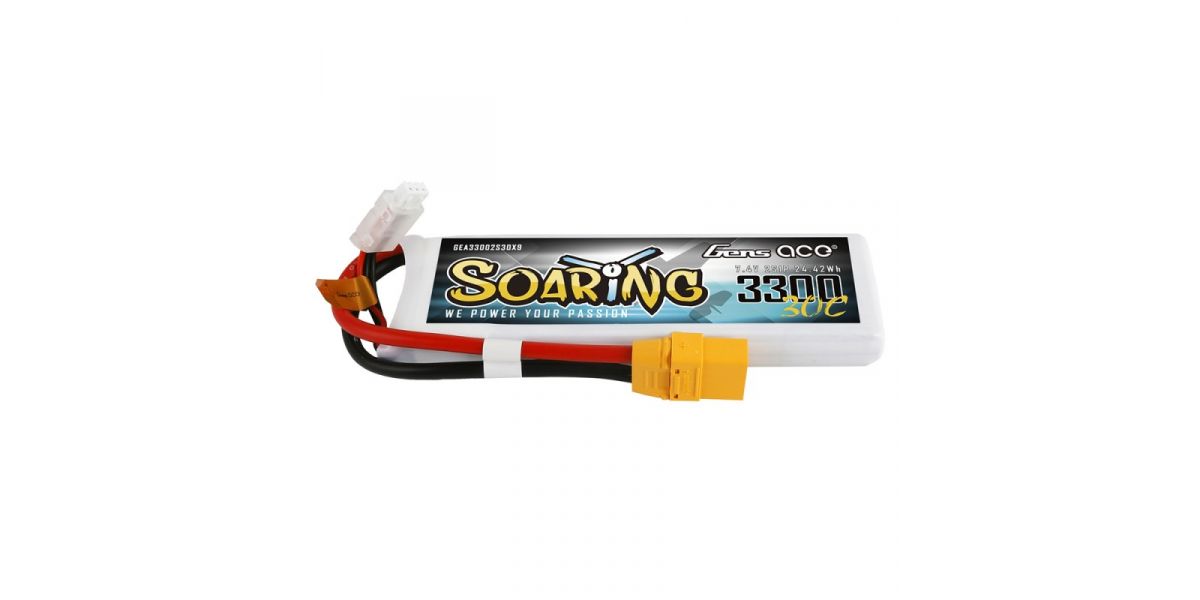 Gens ace Soaring LiPo 2S 7.4V-3300-30C (XT90) 132.5x42x13.5mm 183g GE1-3300S-2X9