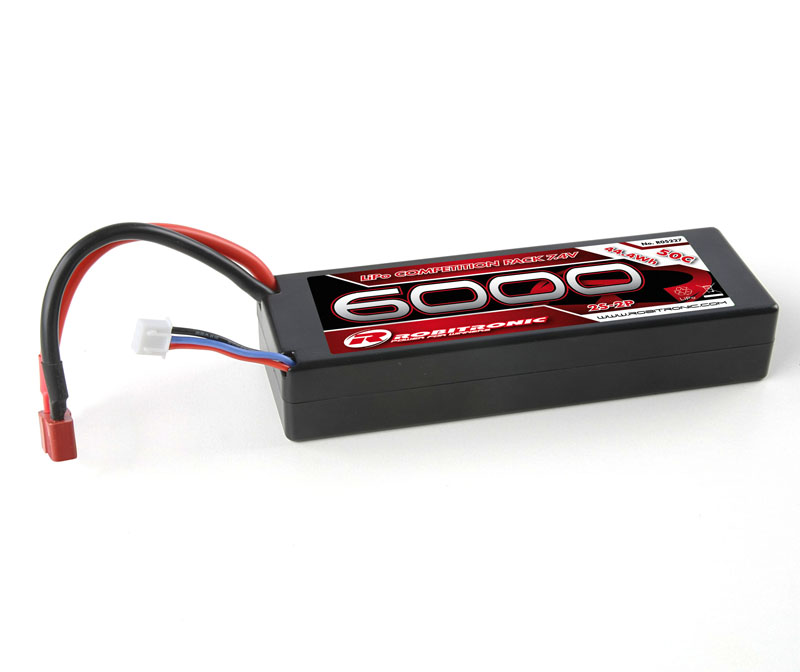 Robitronic LiPo Akku 6000mAh 2S 50C Racing Pack T-Stecker R05227