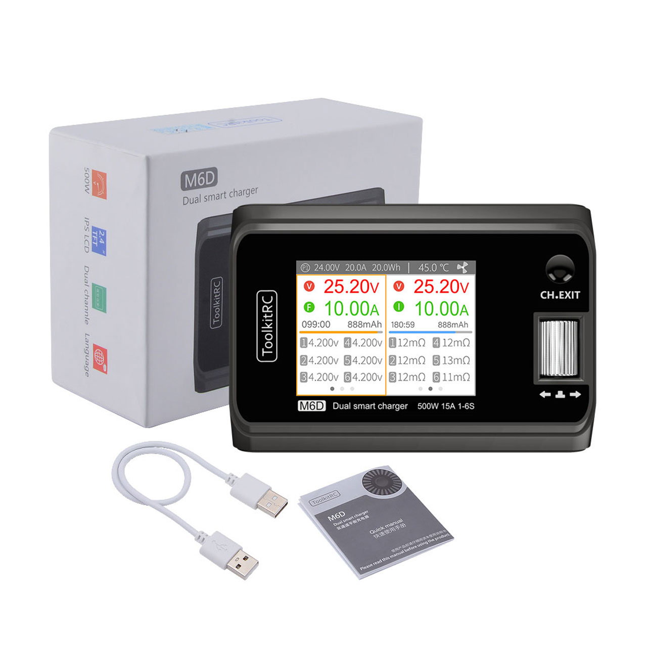 ToolkitRC M6D LiPo 1-6S 15A 2 Kanal Ladegerät DC 7-28V 10800
