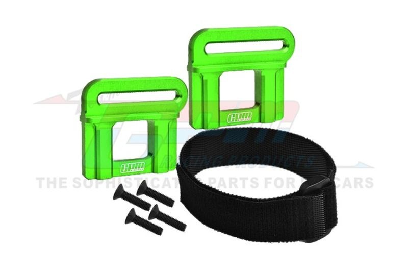 GPM Batteriehalterung 7075 Alu grün mit Klettverschluss TRX MAXX-SLASH & SLEDGE TS0126G
