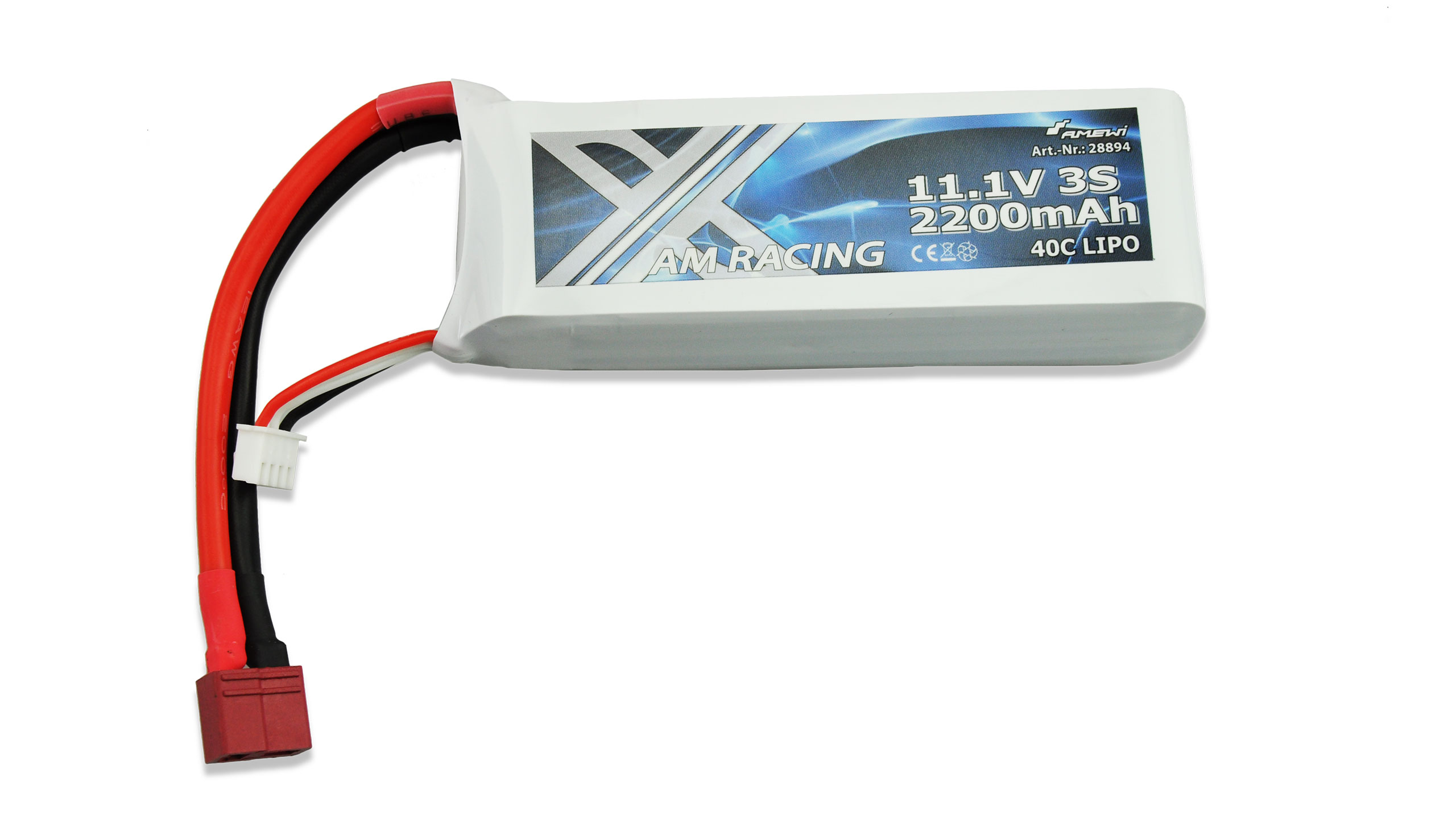 Amewi 11,1V 2200mAh 40C LiPo, Dean, u.a für Super Mono X, Wave X, Mad Flow 28894