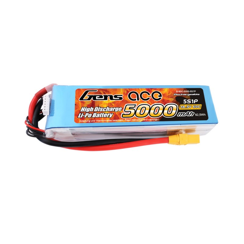 Gens ace Akku LiPo 5S 18.5V-5000-60C(XT90) 165x46x39mm 580g GE1-5000-5X9 - Abbildung 1