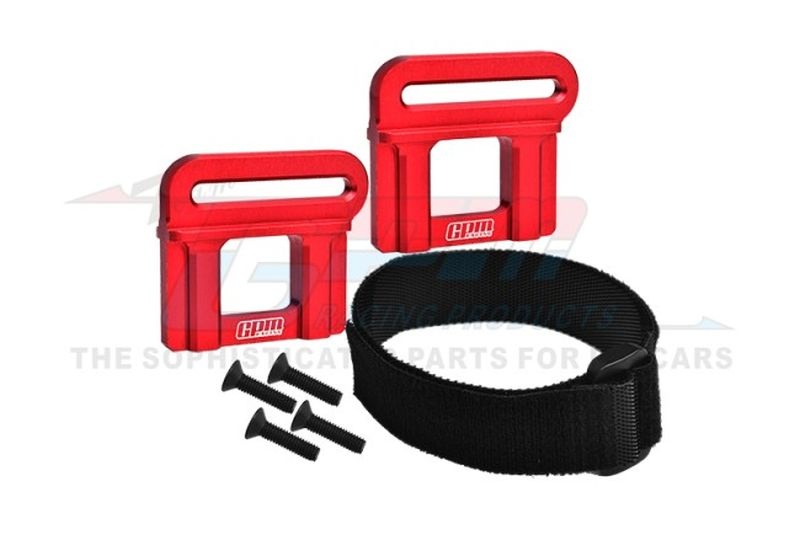 GPM Batteriehalterung 7075 Alu rot mit Klettverschluss TRX MAXX-SLASH & SLEDGE TS0126R