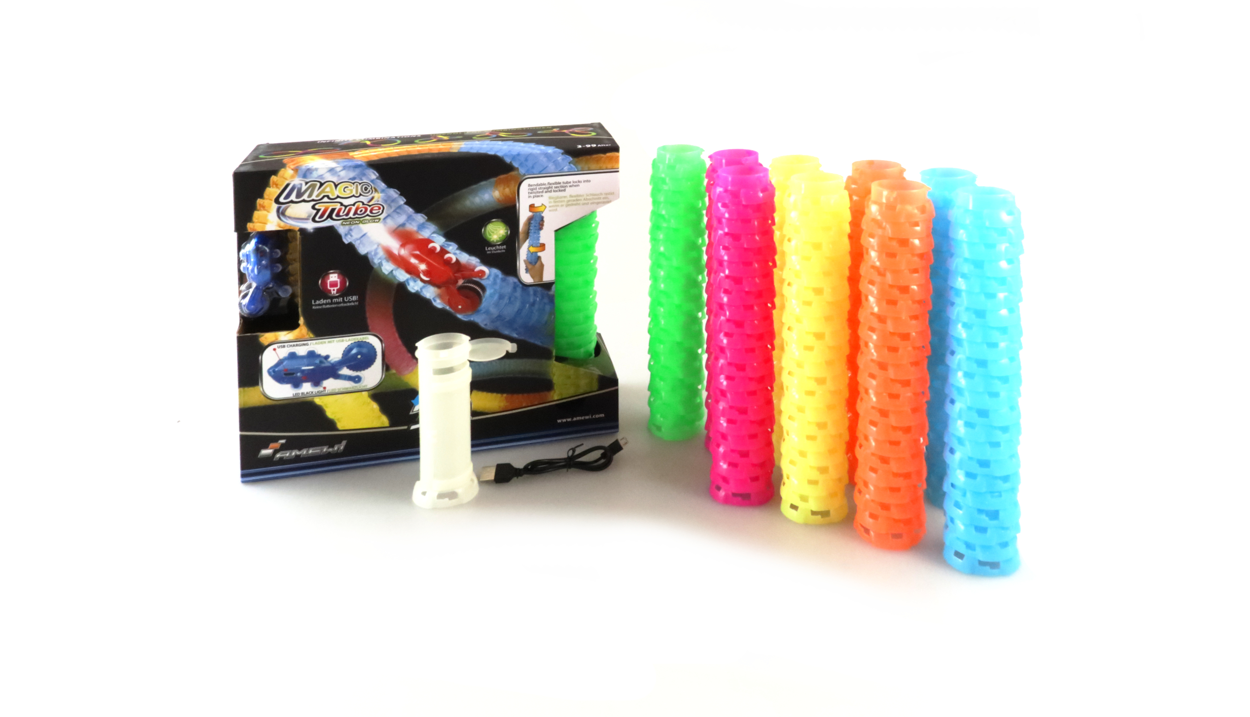 Amewi Magic Tube 220-teilig mit LED-Fahrzeug 100666