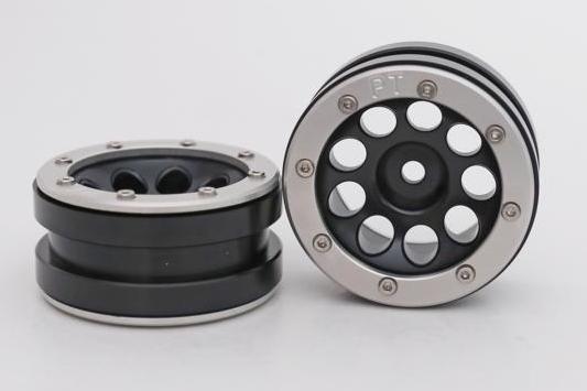 Metsafil Beadlock Wheels PT- Ecohole Schwarz/Silber 1.9 (2 St.)  MT0050BS
