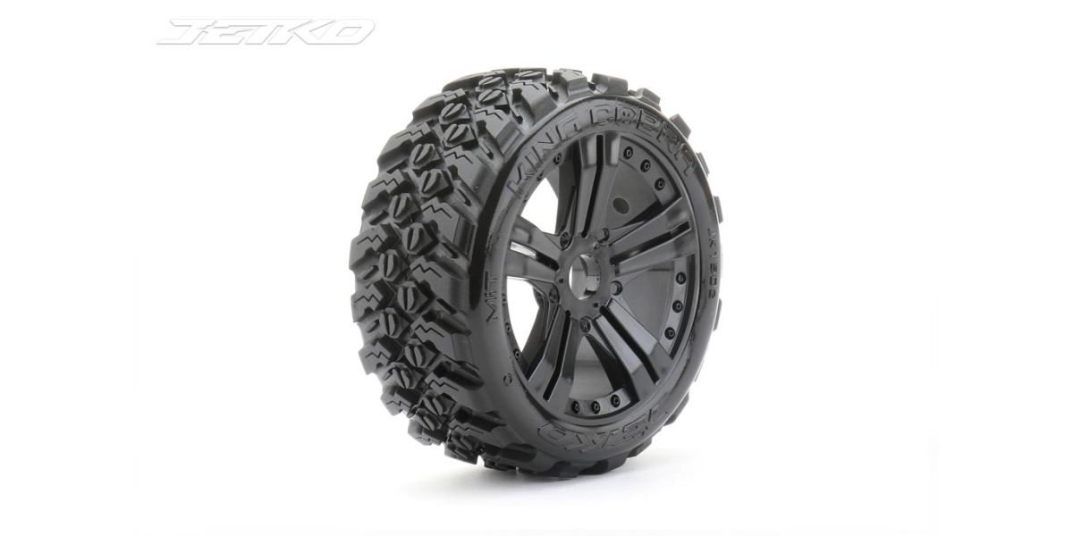 Jetko EX King Cobra 1:8 Buggy Belted Tyre Black Wheels 17mm Hex (2) JK1502RB