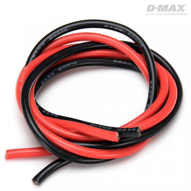 D-MAX Kabel Rot & Schwarz 8AWG D4.3/6.5mm je 1m B9238
