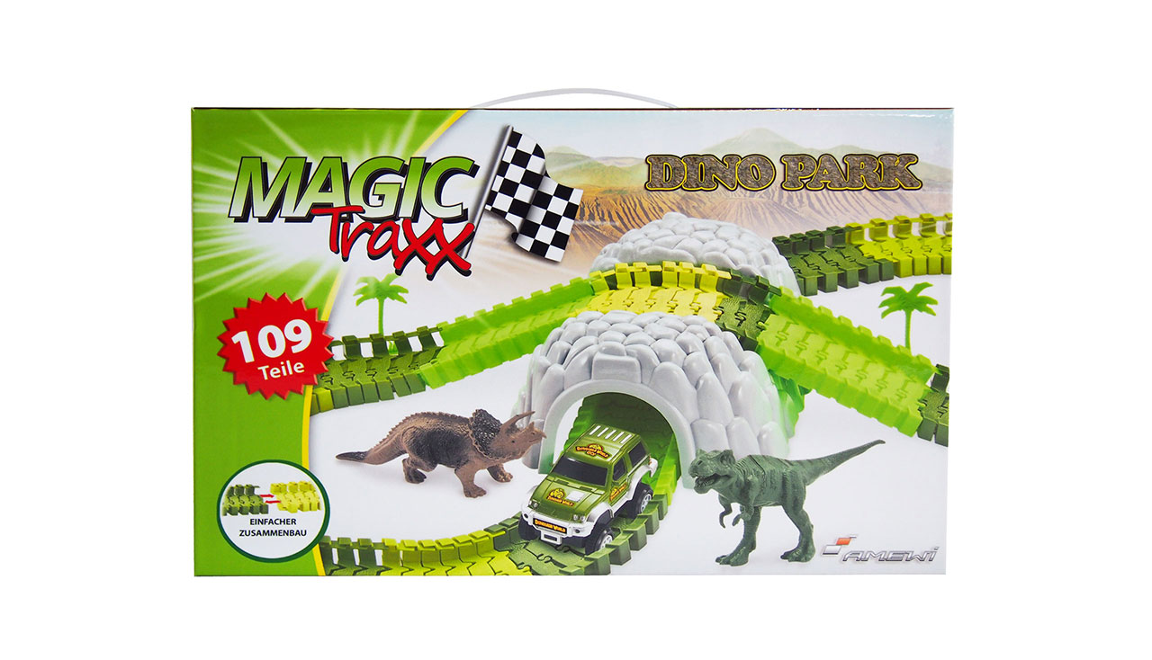 Amewi Magic Traxx Dino-Park, Mini Set mit Tunnel 109-teilig 100653