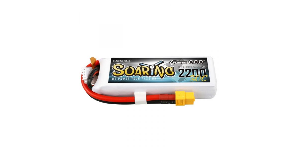 Gens ace Soaring LiPo 3S 11.1V-2200-30C(XT60) 106x34x21mm 168g GE1-2200S-3X6
