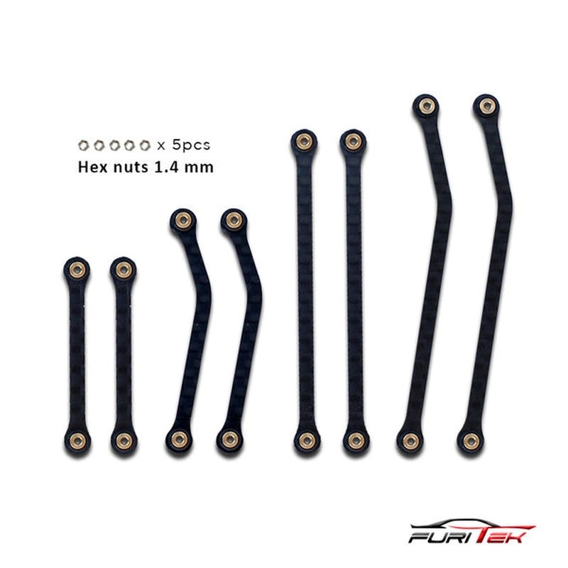 FURITEK Carbon High Clearance Links Set for SCX24 Deadbolt Links - Rock Crawler FUR-2103