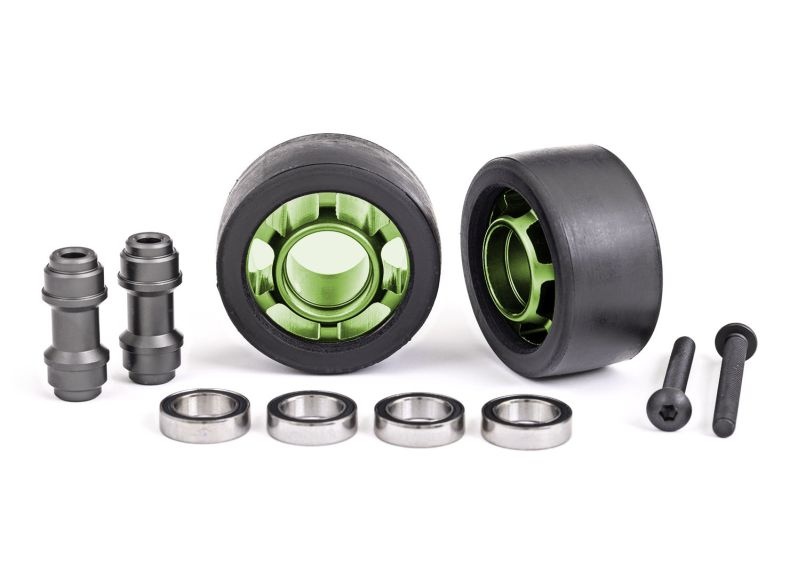 Traxxas Felge für Wheelie Bar, 6061-T6 Alu grün eloxiert (2) +KT 7775G