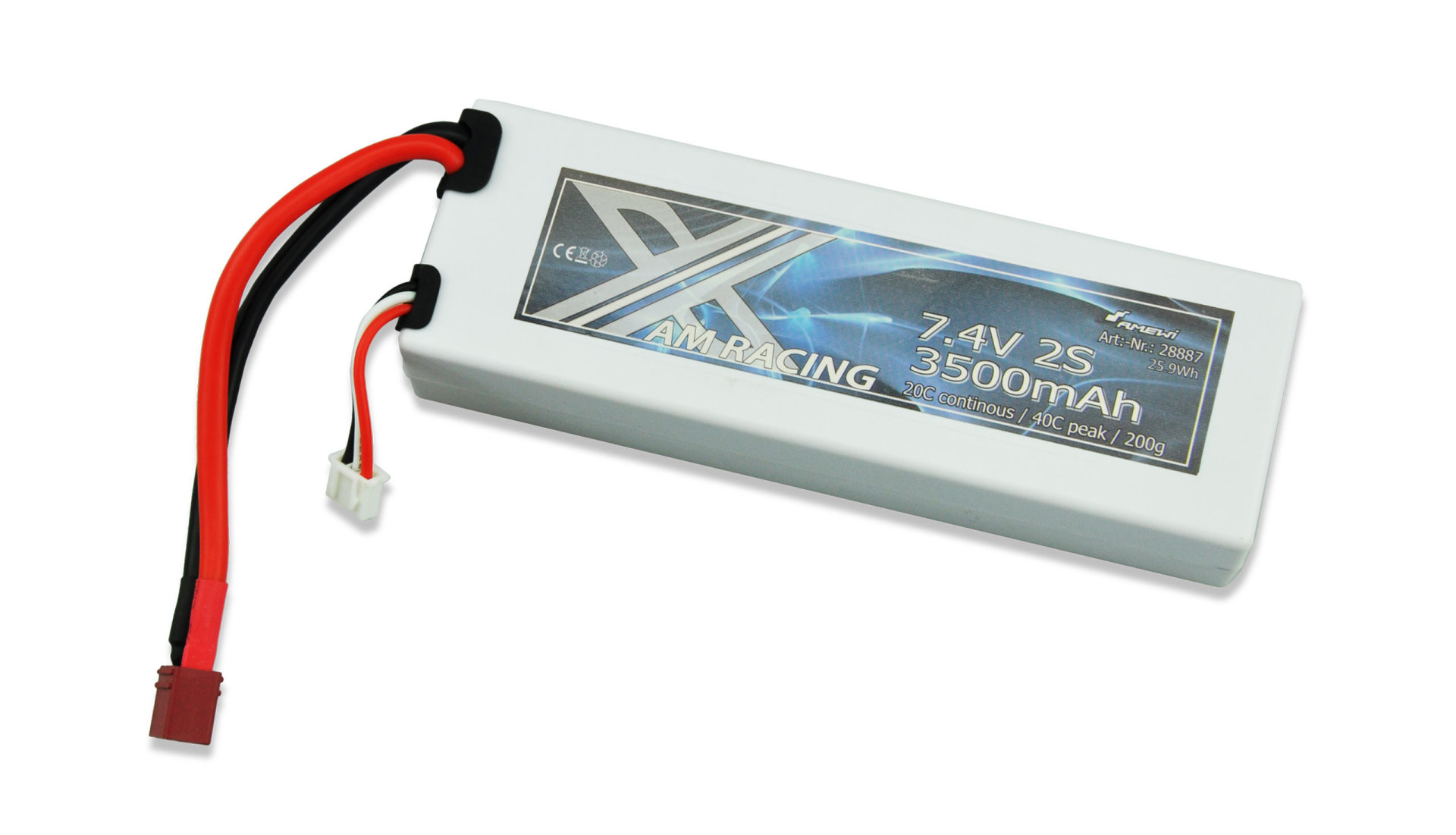 Amewi Akku 7,4V 3500mAh Hardcase Lipo 20C, AM X Racing   /  DEAN Stecker 28887