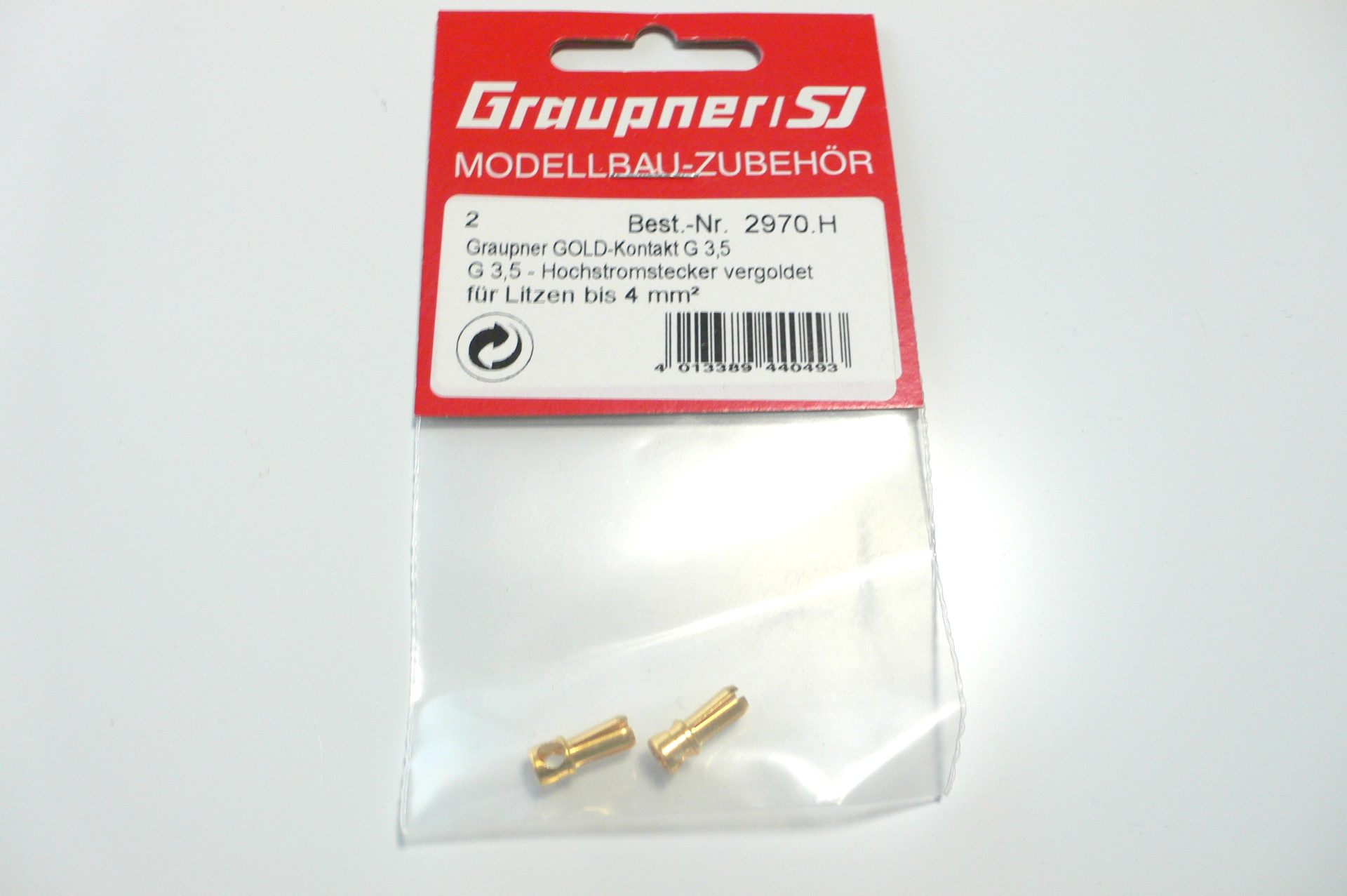 Graupner 2970.H G3,5-Hochstromstecker vergoldet (2 Stück) 2970.H