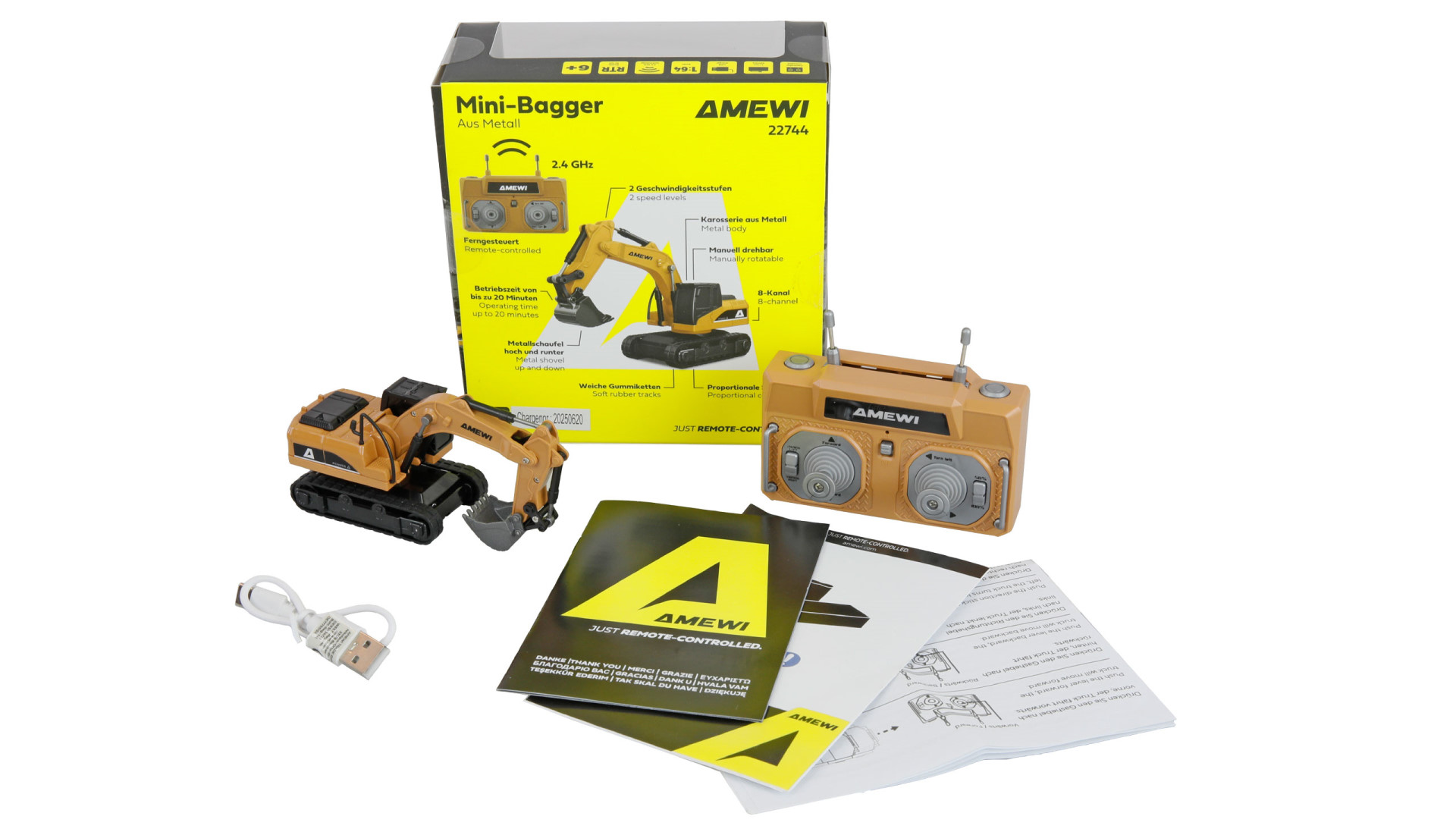 Amewi Mini-Bagger aus Metall proportional 8-Kanal 1:64 RTR 22744 - Abbildung 7