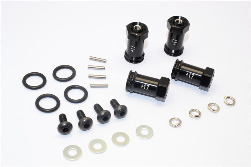 GPM Alu Hex-Adapter eloxiert schwarz (+17mm, 4 Stk.) Traxxas Slash 4x4