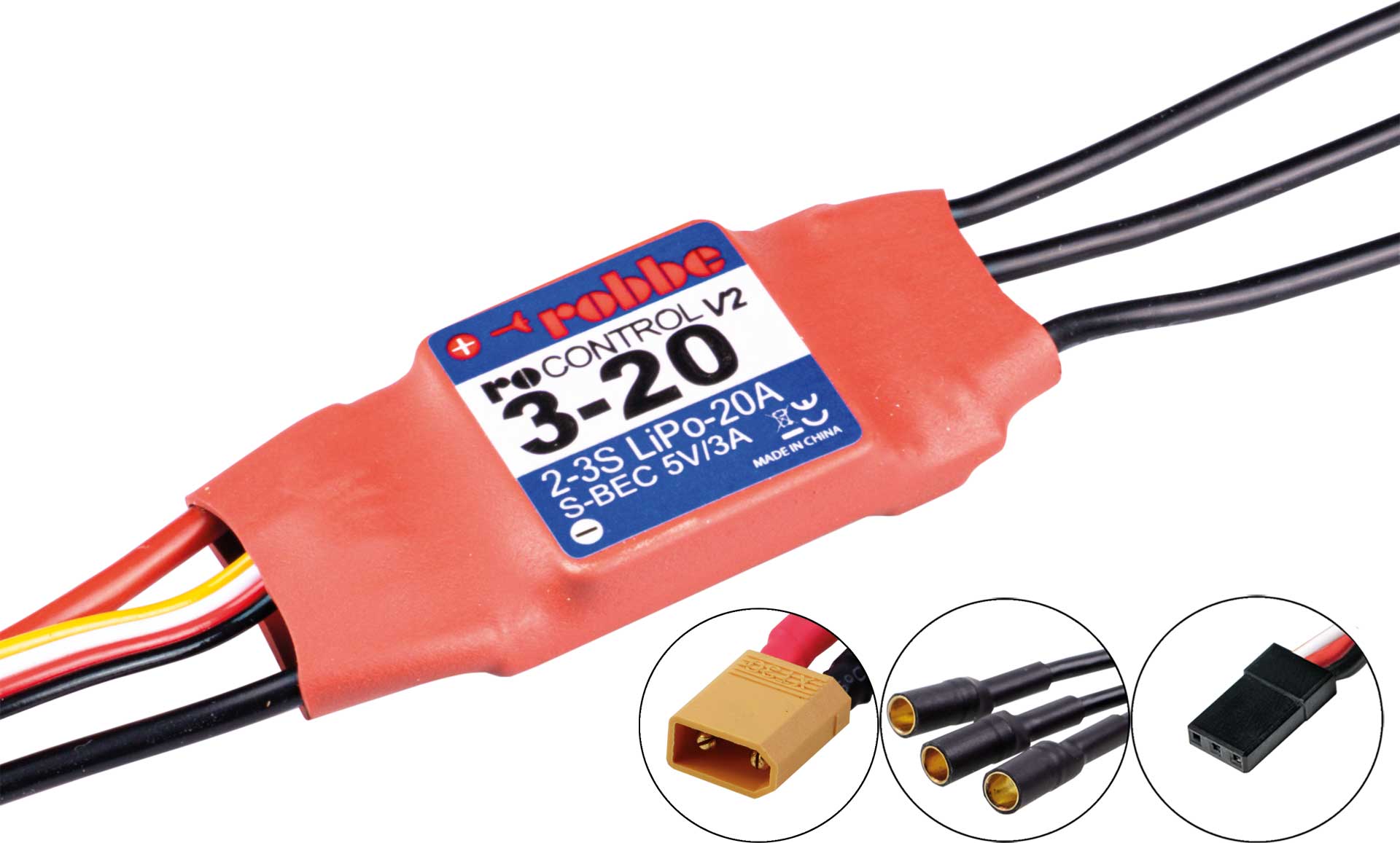 Robbe RO-CONTROL 3-20 V2 2-3S -20(40)A 5V/3A linear BEC Regler 8742