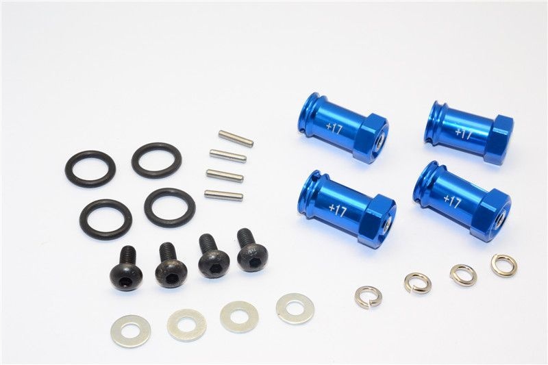 GPM Alu Hex-Adapter eloxiert blau (+17mm, 4 Stk.) Traxxas Slash 4x4
