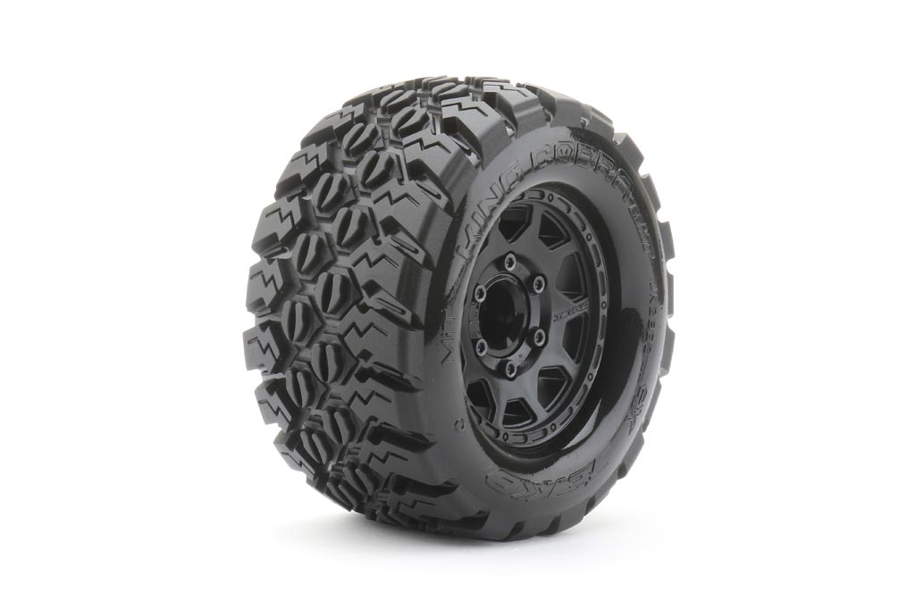 Jetko Extreme Tyre MT King Cobra on TRX Rustler/Hoss Black Rims JK2802CBTRX