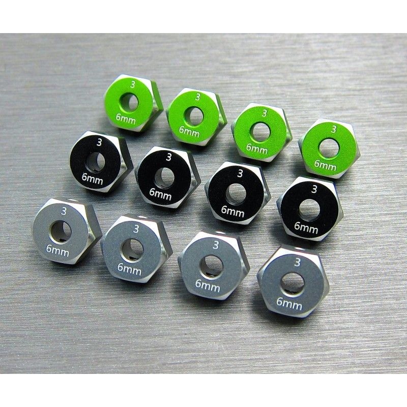 SAMIX Alum. Hex Adapter (6mm) 4 Stk. für Axial SCX10-3 SCX3-6063-6