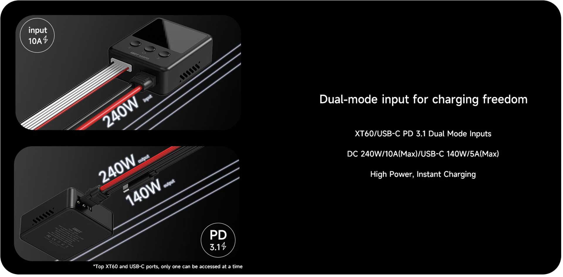 ISDT 608PD Smart Charger DC 240W/10A USB C 140W/5A 1-6S Lipo 608PD
