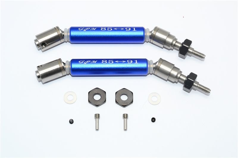 GPM Edelstahl Achse mit Alu-Antriebswelle und Hex vorn blau Traxxas Slash 4x4