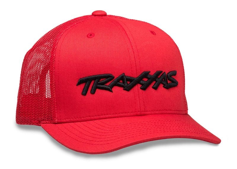 Traxxas Trucker Cap rot/Logo schwarz, runder Schirm  1182-RBL