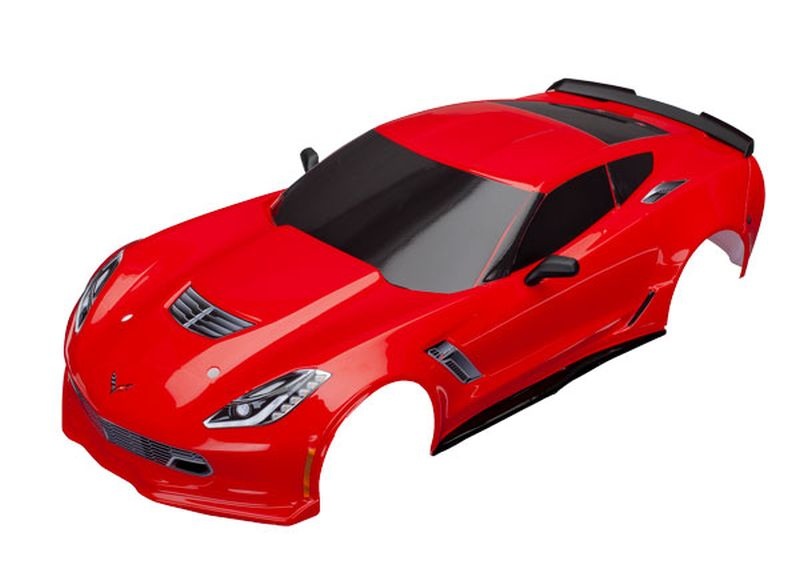 Traxxas 8386R Karo Chevrolet Corvette Z06 rot mit Decals montiert