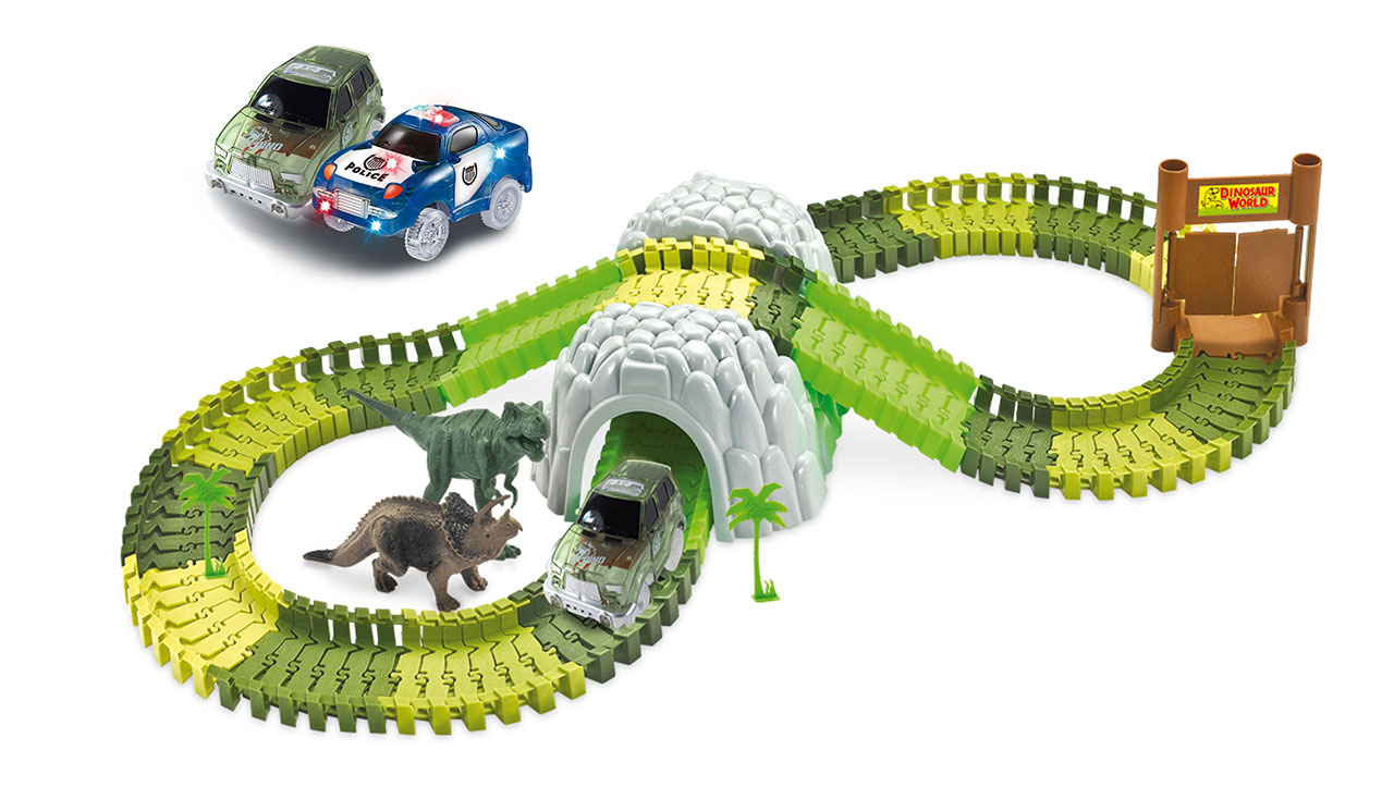 Amewi Magic Traxx Dino-Park mit Tunnel 374-teilig,Mega Set 100651