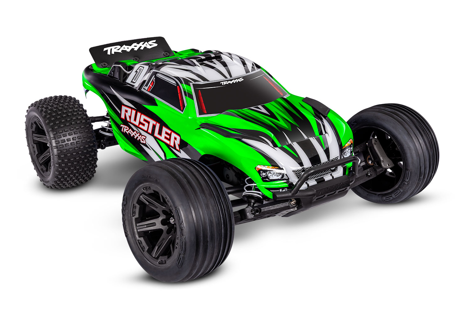 Traxxas Rustler 1/10 2WD Stadium-Truck GrünX RTR HD/Clipless mit Akku & USB-Lader 37254-8 - Abbildung 1