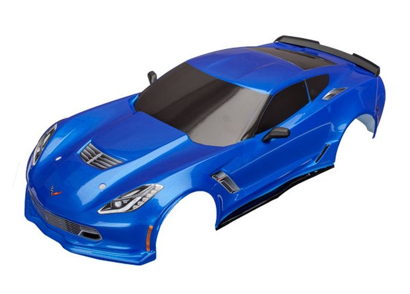 Traxxas 8386X Karo Chevrolet Corvette Z06 blau mit Decals montiert