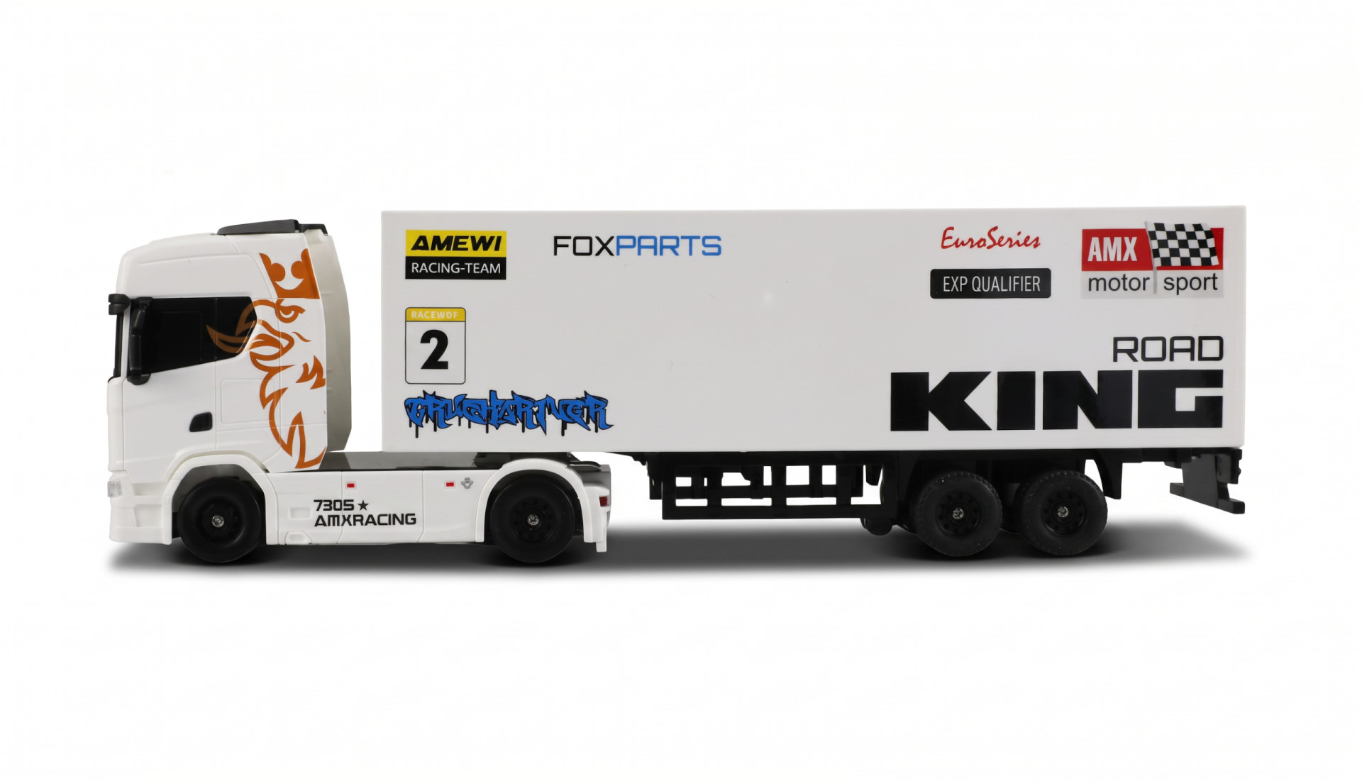 Amewi Scania 730 S Mini LKW mit Kofferauflieger proportional 4WD 1:64 RTR weiß - Abbildung 3