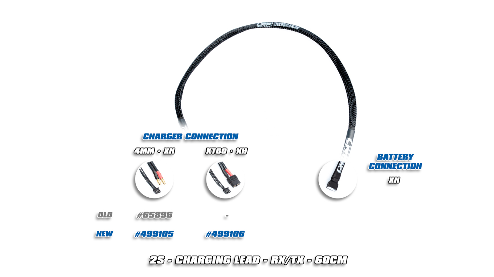 LRP 2S-Ladekabel RX / TX 60cm 4mm und XH / XH