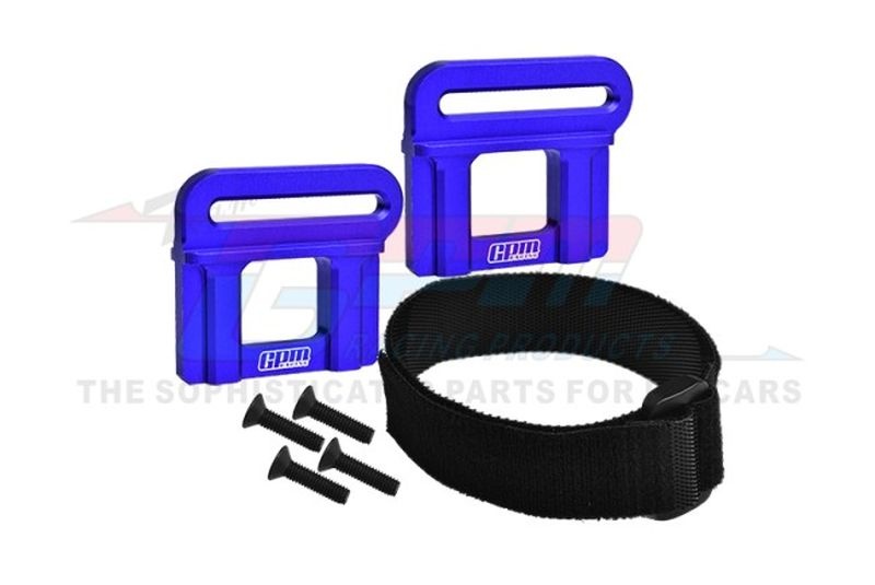 GPM Batteriehalterung 7075 Alu blau mit Klettverschluss TRX MAXX-SLASH & SLEDGE TS0126B