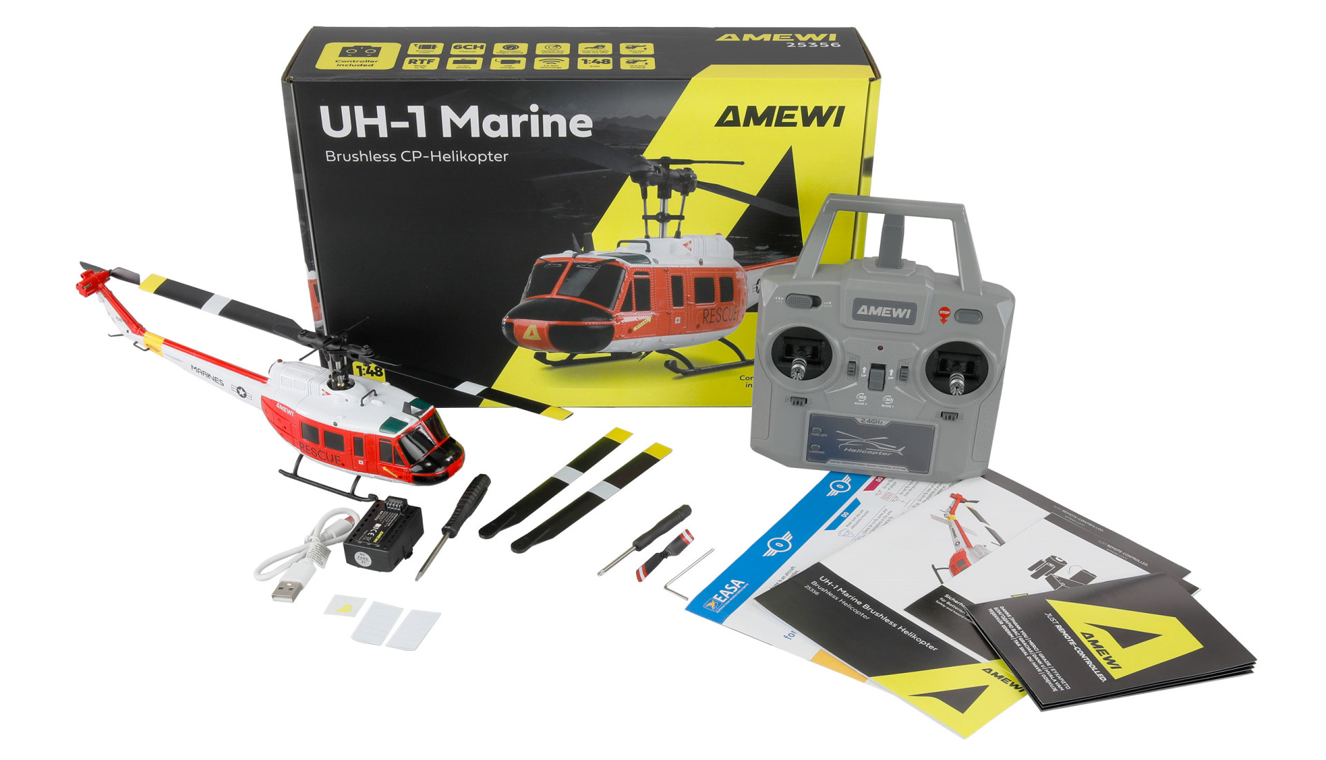 Amewi UH-1 Marine Brushless CP-Helikopter 6-Kanal 6G/3D RTF 25356 - Abbildung 7