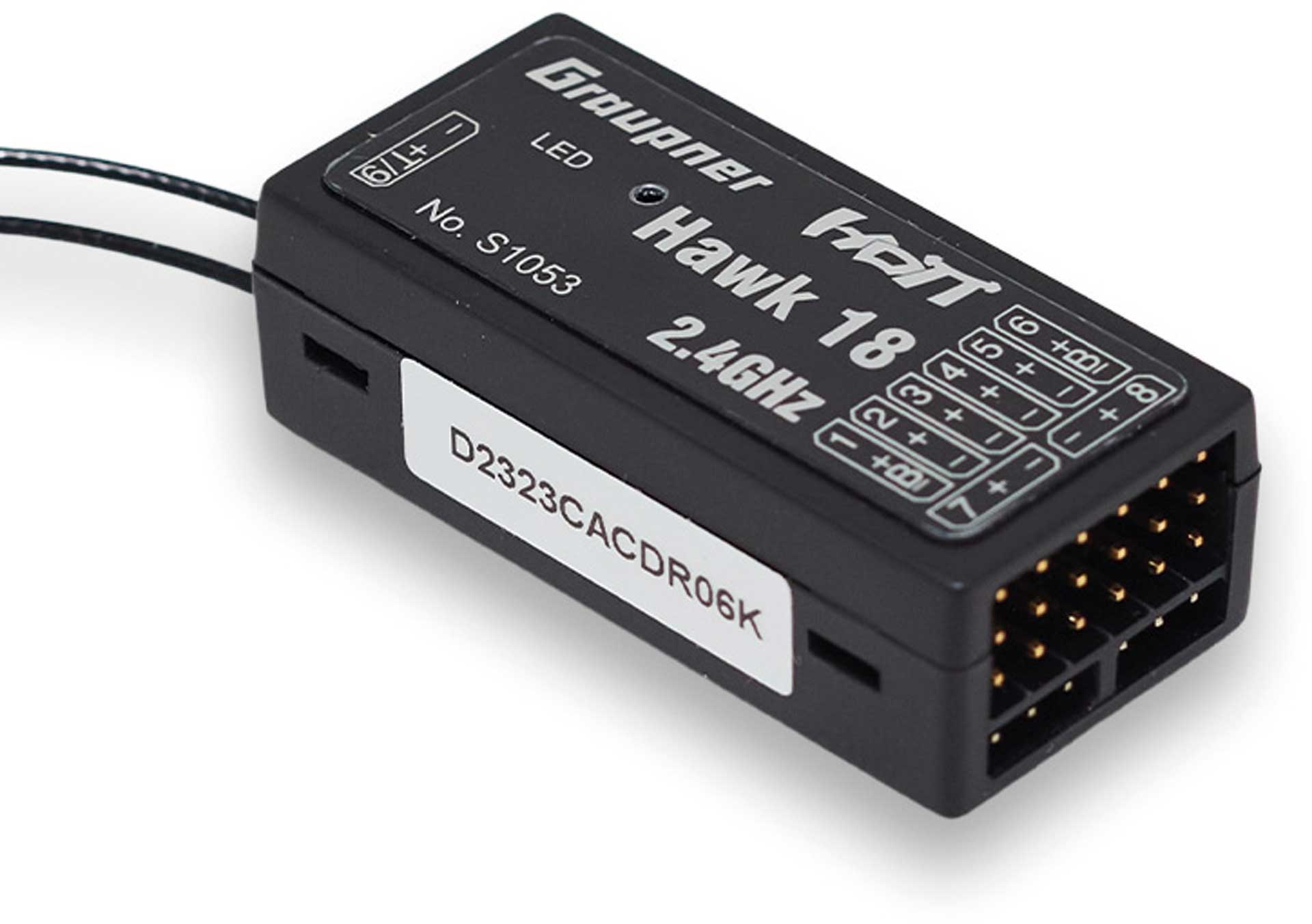 GRAUPNER Hawk 18 HoTT Empfänger mit 3-Achs-Gyro und Vario (9-Kanal) S1053