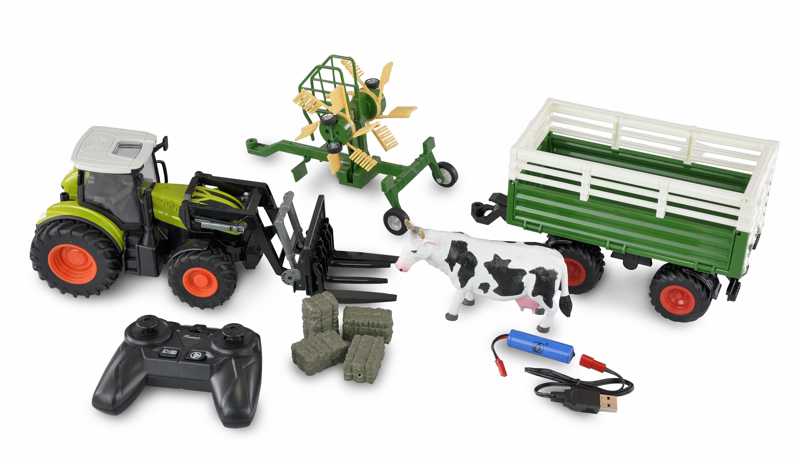 Amewi RC-Traktor mit XL-Zubehörpaket 1:24 RTR grün 22641