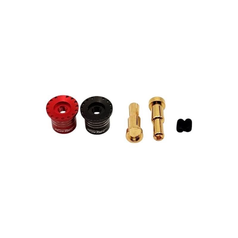 FURITEK Goldkontakt-Stecker 4-5mm rot/schwarz mit Kühlkörper & Griff FUR-2683