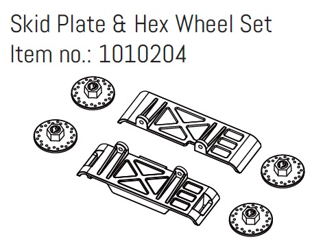 Hobby Plus Skid Plate & Hex Wheel Set - GOAT 240377