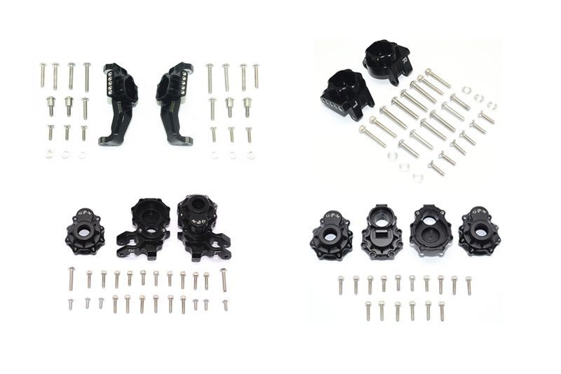GPM Alum. Lenkhebel, C-Hub, Radträger, Portalgehäuse schwarz Traxxas Traxxas4 & 6
