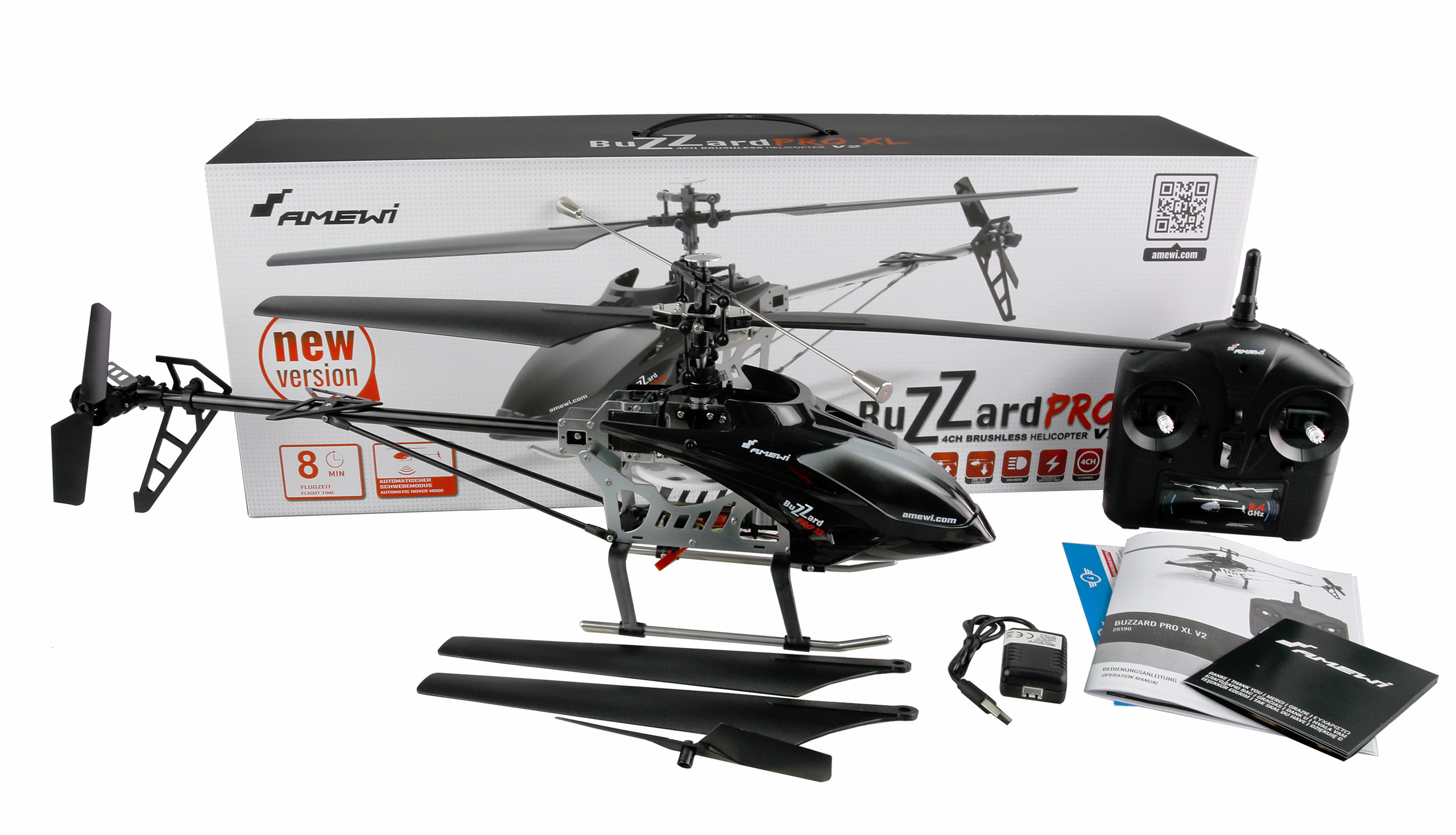 Amewi Buzzard Pro XL Helikopter V2 brushless 4-Kanal RTF 25190