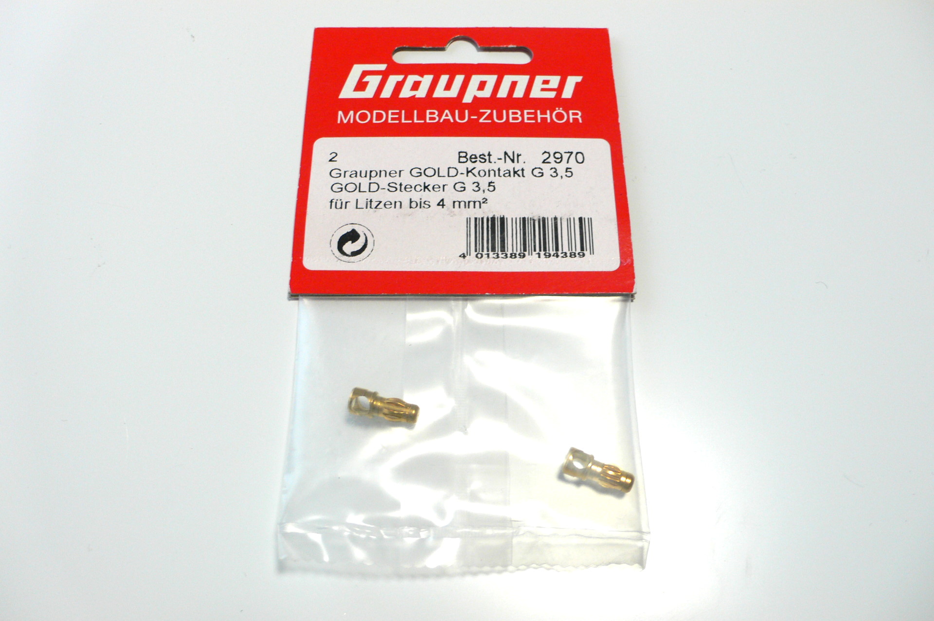Graupner 2970 G3,5 3,5mm Stecker vergoldet (2 Stück) 2970