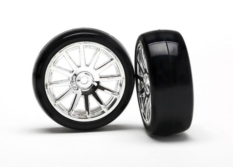 Traxxas Slick-Reifen auf Felge chrome 7573 - Abbildung 1