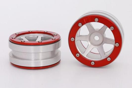 Metsafil Beadlock Wheels PT- Slingshot Silber/Rot 1.9 (2 St.)  MT0030SR