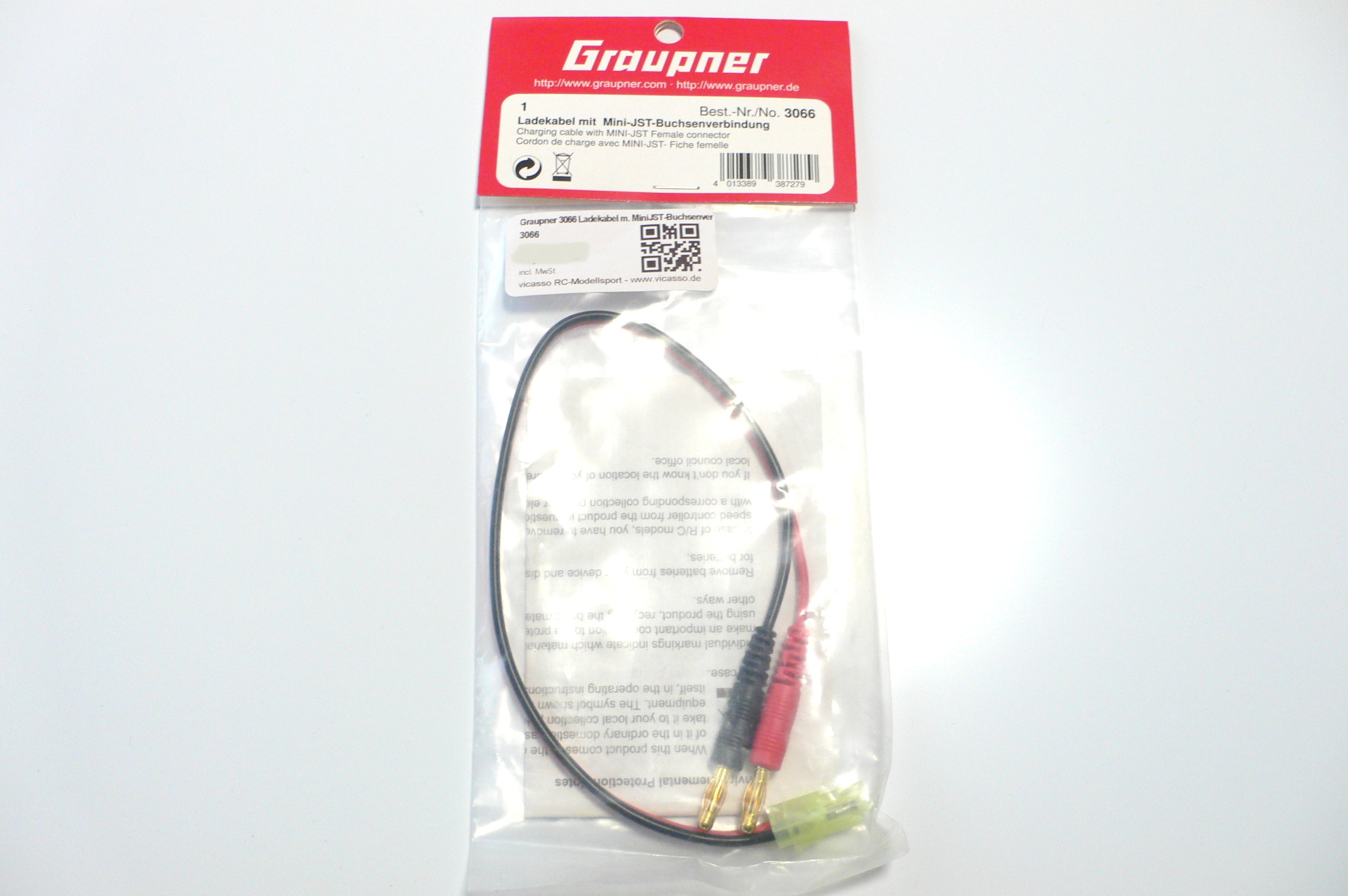 Graupner 3066 Ladekabel mit Mini JST Tamiya Buchsenverbindung