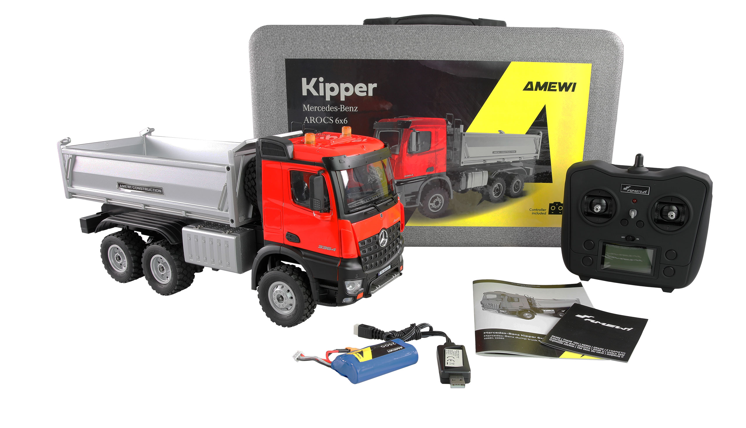 Amewi Mercedes-Benz Arocs Kipper 6x6 1:14 RTR rot 22684