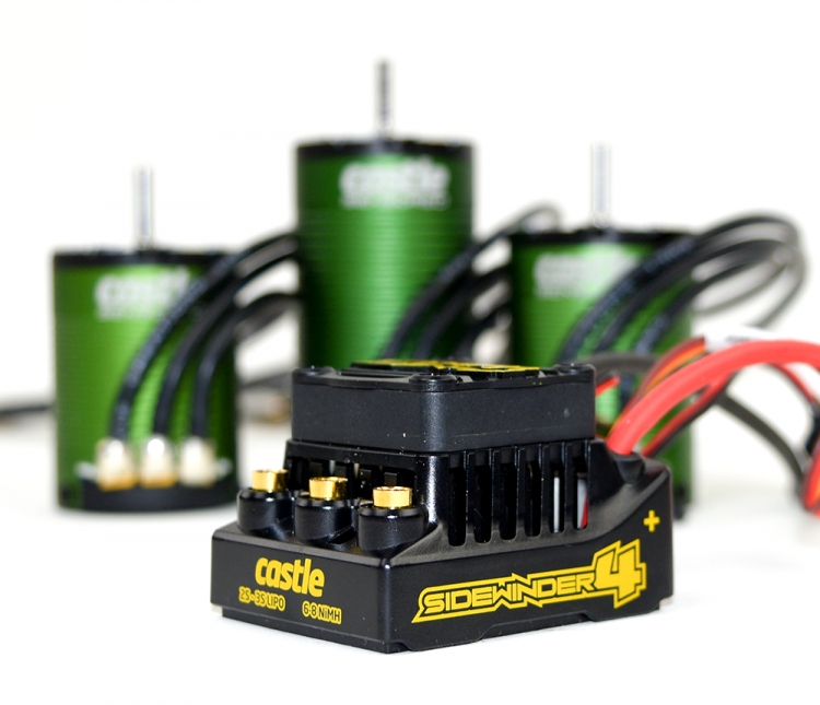 Castle Sidewinder 4 12.6V ESC WP Combo 1406-4600KV Sensor Motor 010-0164-01