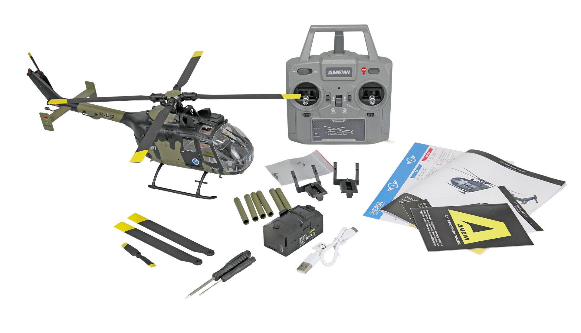 Amewi Bo105 Helikopter Bundeswehr brushless 6-Kanal 3D/6G RTF 25378 - Abbildung 6