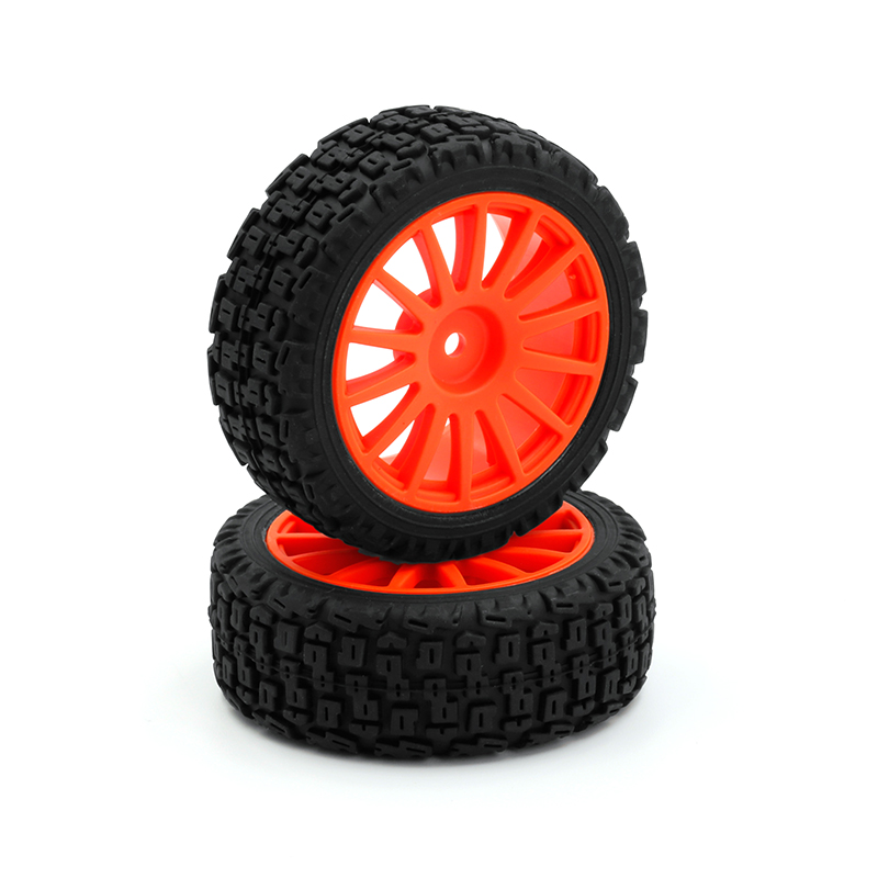 LC Racing Reifen Set Orange 25mm mit 14 Speichen (12mm) 2 Stück LC8049